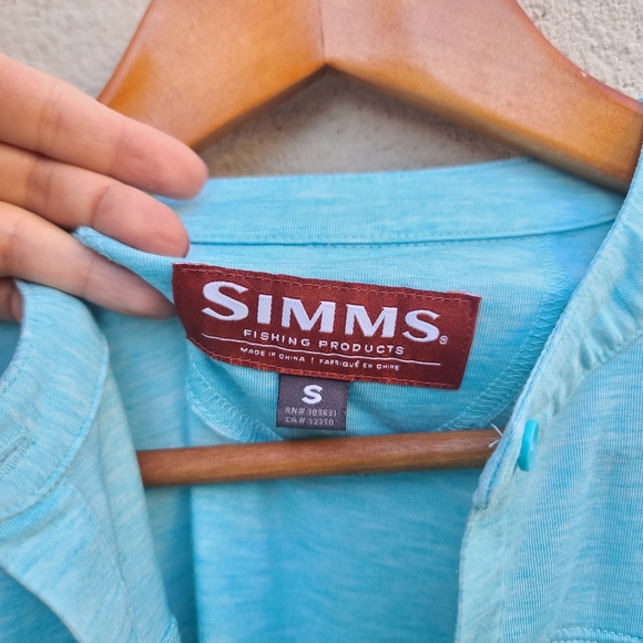 SIMMS | Women's Drifter Tech Henley in Turquoise Size Small - Picture 3 of 16
